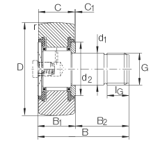 螺栓型滾輪 KR16-PP, 軸向引導，兩側用塑料推力平墊圈