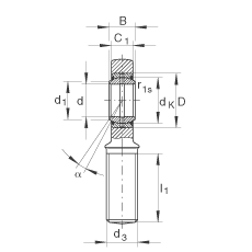 桿端軸承 GAL12-DO, 根據(jù) DIN ISO 12 240-4 標準，帶左旋外螺紋，需維護