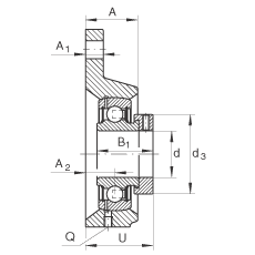 軸承座單元 PCFTR40, 帶三個螺栓孔的法蘭的軸承座單元,鑄鐵,偏心鎖圈,P型密封 軸承座單元 PCFTR40, 帶三個螺栓孔的法蘭的軸承座單元,鑄鐵,偏心鎖圈,P型密封