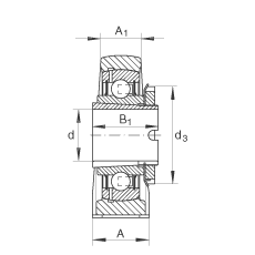 直立式軸承座單元 RASEA40-N, 鑄鐵軸承座,帶緊定套的外球面球軸承,R 型密封 直立式軸承座單元 RASEA40-N, 鑄鐵軸承座,帶緊定套的外球面球軸承,R 型密封