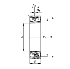 調心滾子軸承 23076-B-K-MB, 根據 DIN 635-2 標準的主要尺寸, 錐孔，錐度 1:12