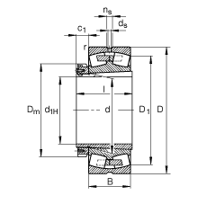 調(diào)心滾子軸承 23164-K-MB + H3164, 根據(jù) DIN 635-2 標準的主要尺寸, 帶錐孔和緊定套 調(diào)心滾子軸承 23164-K-MB + H3164, 根據(jù) DIN 635-2 標準的主要尺寸, 帶錐孔和緊定套